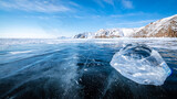 Transparent ice floe on winter Lake Baikal