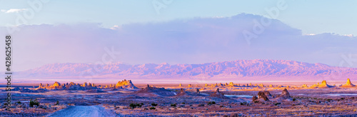 Pastel sunset over the desert valley