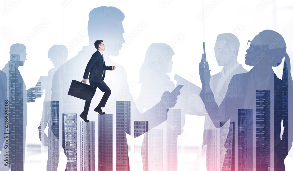 Group of business people communicate with each other Group of business people communicate with each other