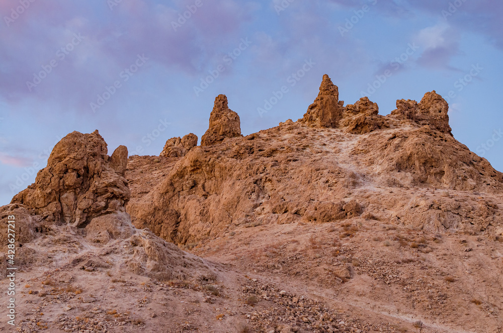 Pinnacles on hilltop in desert. Pinnacles on hilltop in desert.
