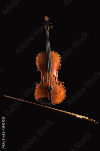 violin isolated on black