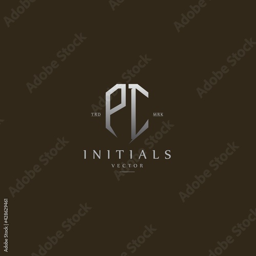 classy PI vintage metal monogram logo. elegant silver initials icon premium vector design template