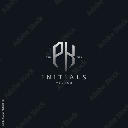 classy PK vintage metal monogram logo. elegant silver initials icon premium vector design template