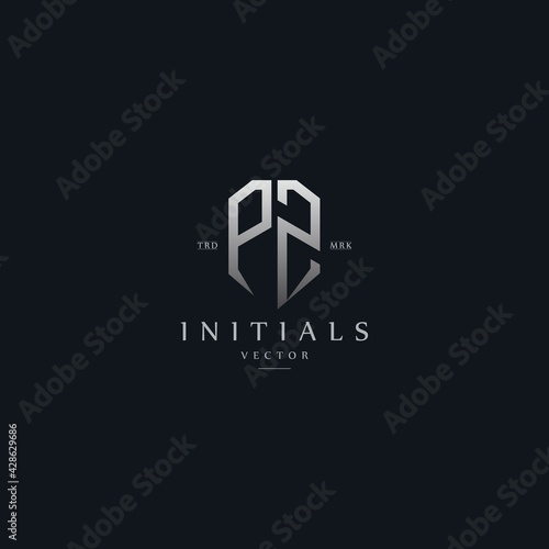 classy PZ vintage metal monogram logo. elegant silver initials icon premium vector design template