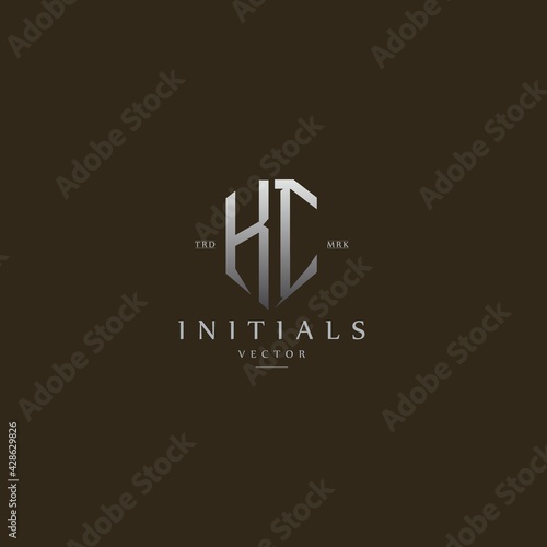 classy KI vintage metal monogram logo. elegant silver initials icon premium vector design template