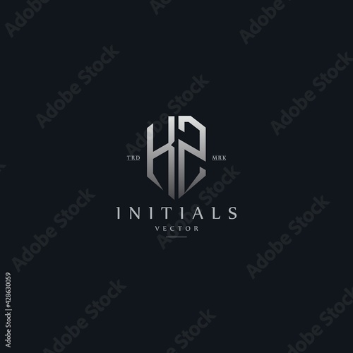 classy KZ vintage metal monogram logo. elegant silver initials icon premium vector design template