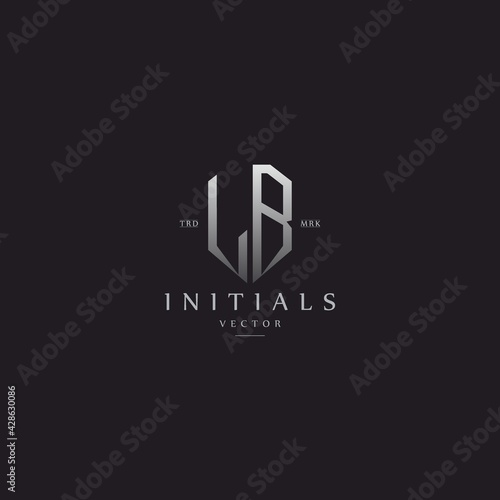 classy LB vintage metal monogram logo. elegant silver initials icon premium vector design template