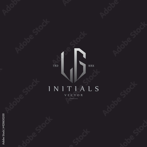 classy LG vintage metal monogram logo. elegant silver initials icon premium vector design template