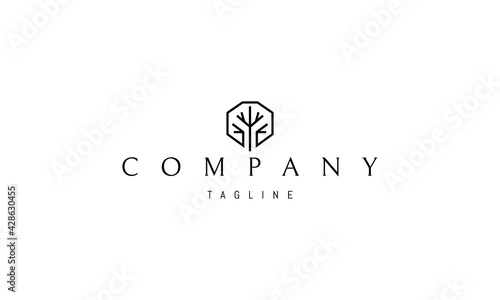 Vector logo with an abstract image of a tree in a strict corporate style.