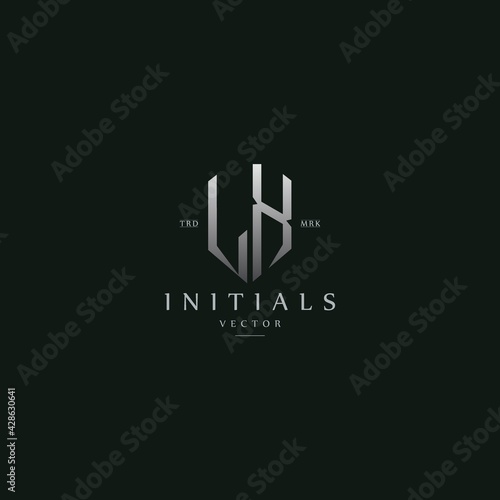 classy LX vintage metal monogram logo. elegant silver initials icon premium vector design template