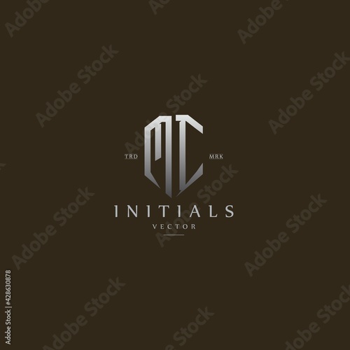 classy MI vintage metal monogram logo. elegant silver initials icon premium vector design template