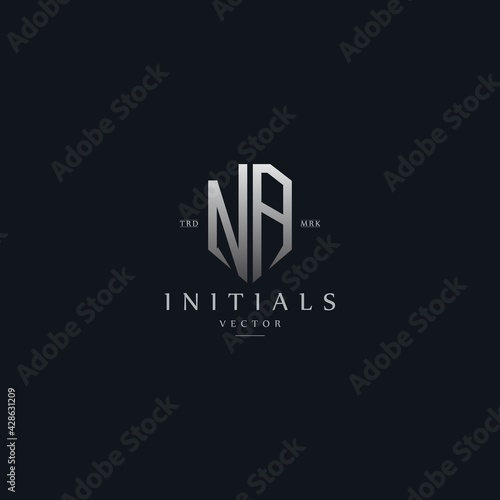 classy NA vintage metal monogram logo. elegant silver initials icon premium vector design template