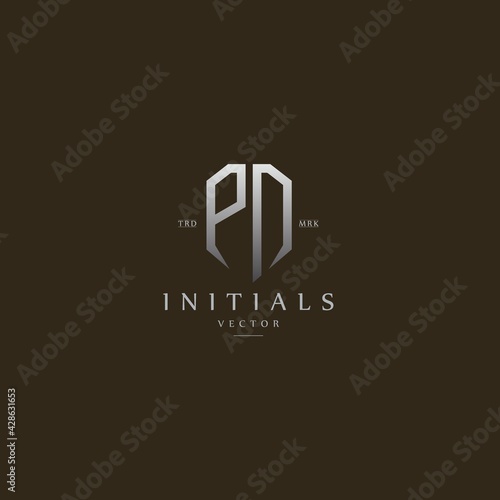 classy PD vintage metal monogram logo. elegant silver initials icon premium vector design template