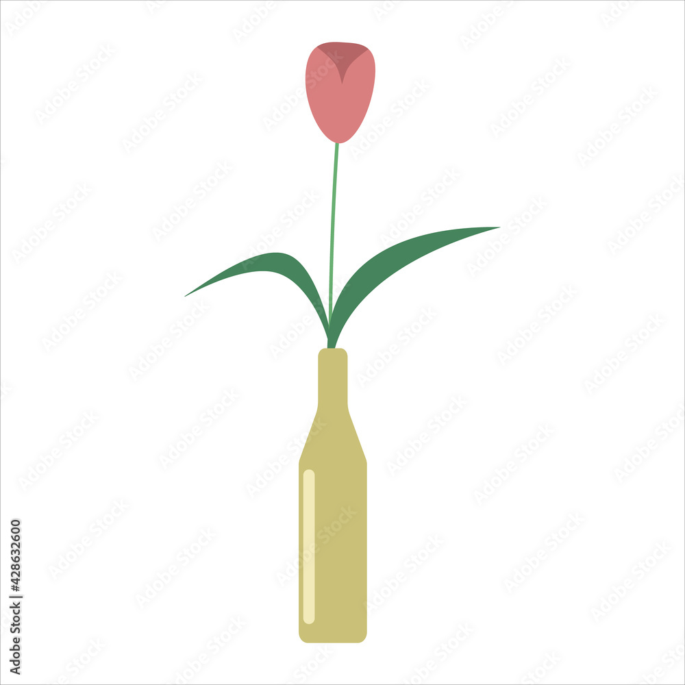 Obraz premium vector illustration of a tulip in a vase