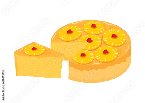 Pineapple cake icon vector. Slice of fruit cake vector. Pineapple cake icon isolated on a white background. American sweet pastry vector