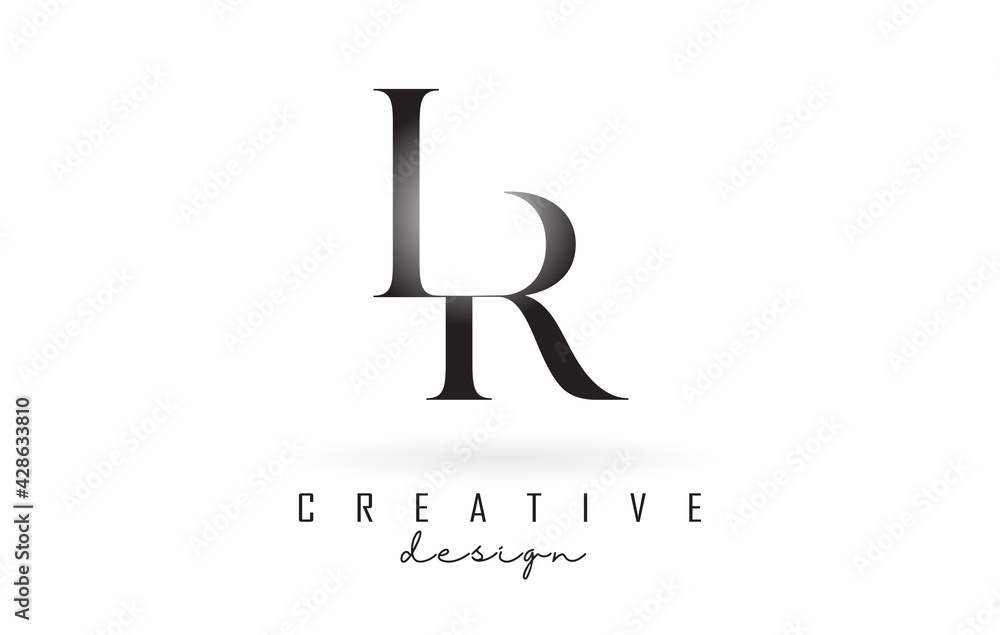 LR l r letter design logo logotype concept with serif font and elegant ...