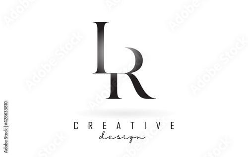 LR l r letter design logo logotype concept with serif font and elegant style vector illustration.