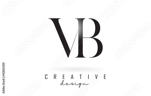 VB v b letter design logo logotype concept with serif font and elegant style vector illustration.