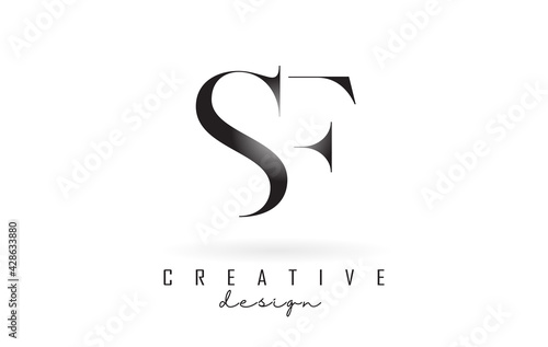 SF s f letter design logo logotype concept with serif font and elegant style. Vector illustration icon with letters S and F.