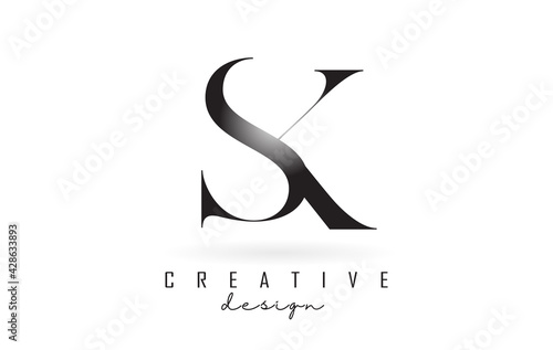 SK s k letter design logo logotype concept with serif font and elegant style vector illustration.