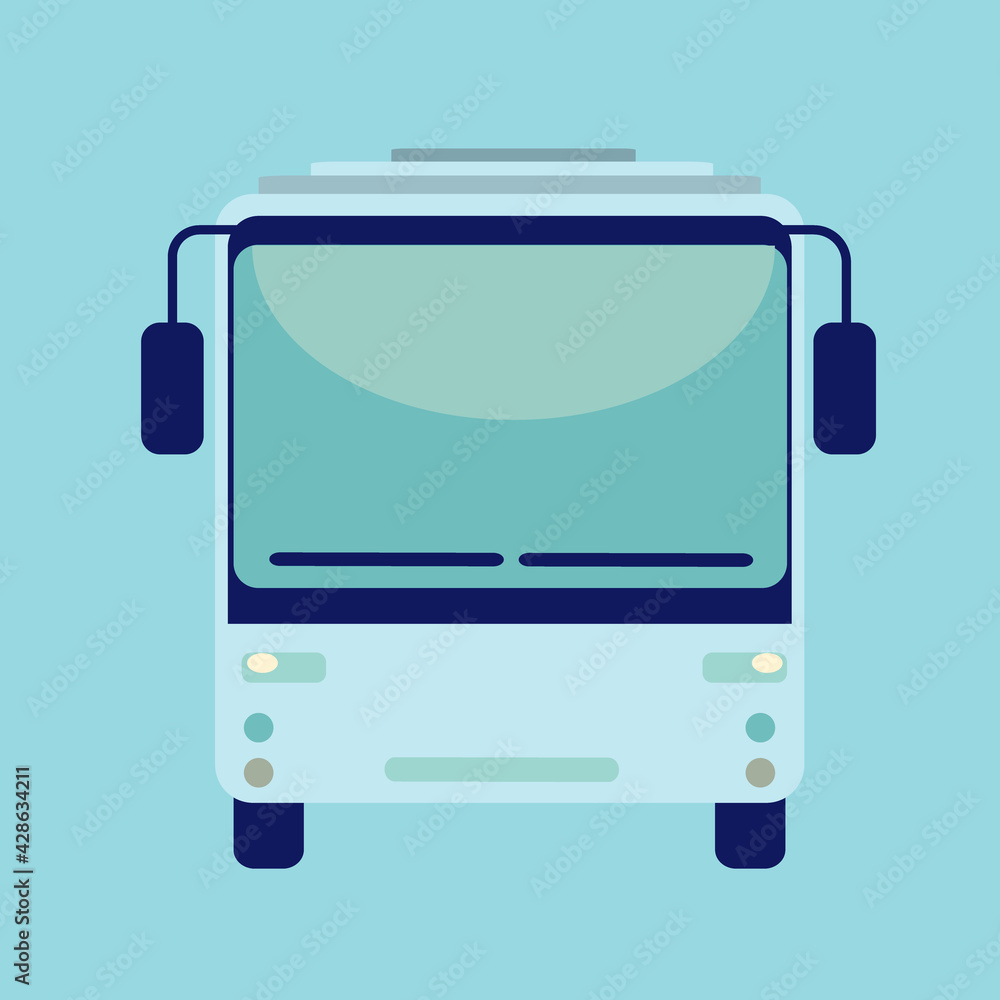 Blue cartoon bus vector illustration. Stock Vector | Adobe Stock