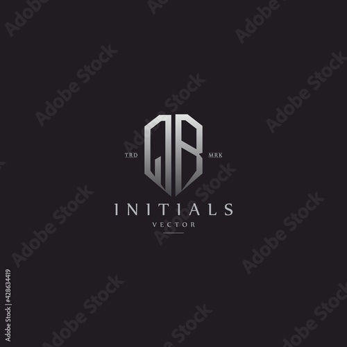 classy QB vintage metal monogram logo. elegant silver initials icon premium vector design template