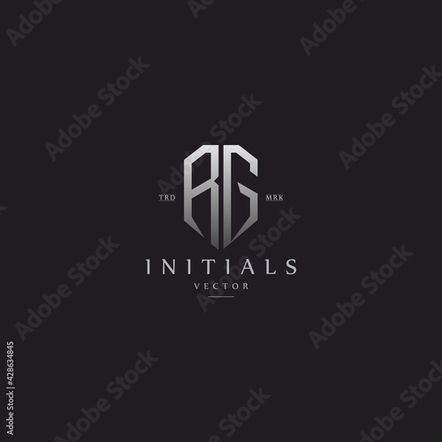 classy RG vintage metal monogram logo. elegant silver initials icon premium vector design template