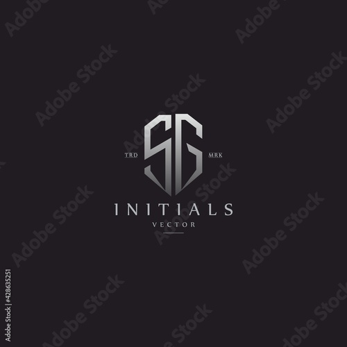 classy SG vintage metal monogram logo. elegant silver initials icon premium vector design template