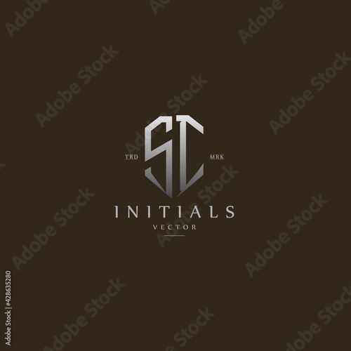 classy SI vintage metal monogram logo. elegant silver initials icon premium vector design template