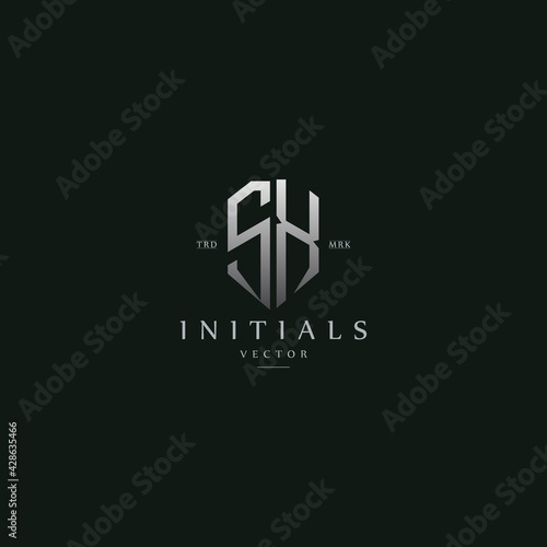 classy SX vintage metal monogram logo. elegant silver initials icon premium vector design template