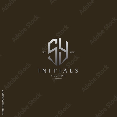 classy SY vintage metal monogram logo. elegant silver initials icon premium vector design template