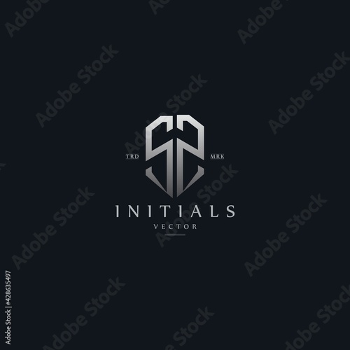 classy SZ vintage metal monogram logo. elegant silver initials icon premium vector design template