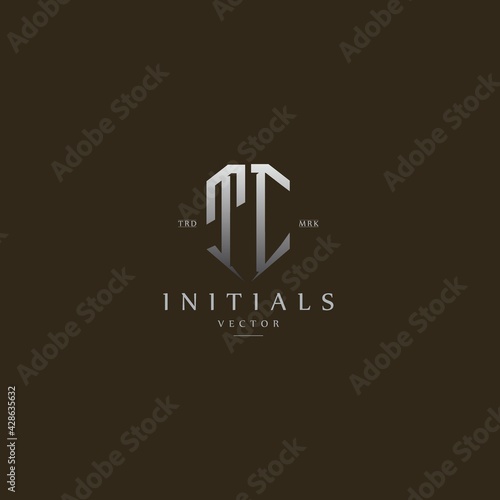 classy TI vintage metal monogram logo. elegant silver initials icon premium vector design template