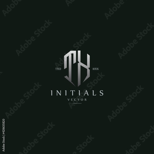 classy TX vintage metal monogram logo. elegant silver initials icon premium vector design template