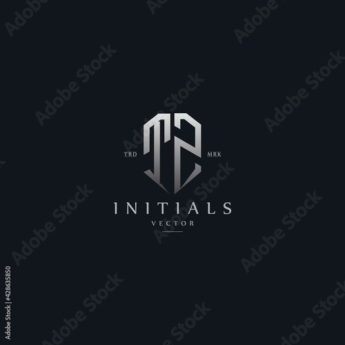 classy TZ vintage metal monogram logo. elegant silver initials icon premium vector design template
