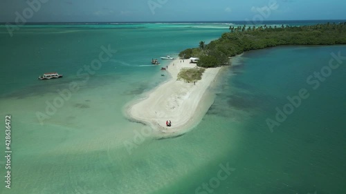 Aerial view of a sand bar No Mans Land on the tropical island of Tobago photo