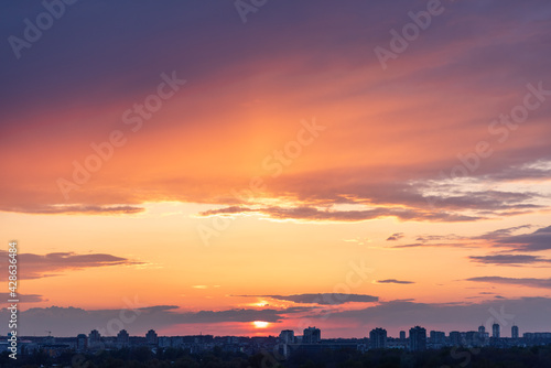 Belgrade cityscape at sunset  view from Belgrade Fortress Kalemegdan in Belgrade  capital of Serbia