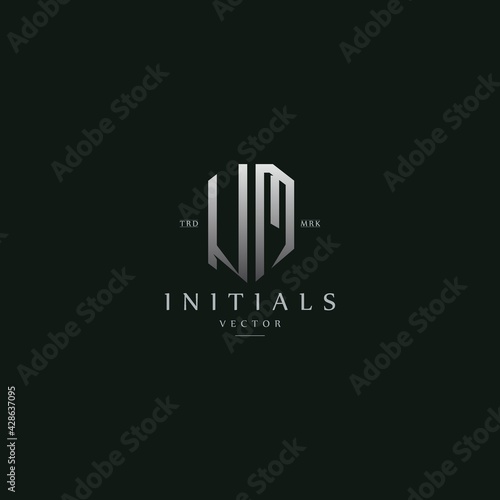 classy UM vintage metal monogram logo. elegant silver initials icon premium vector design template