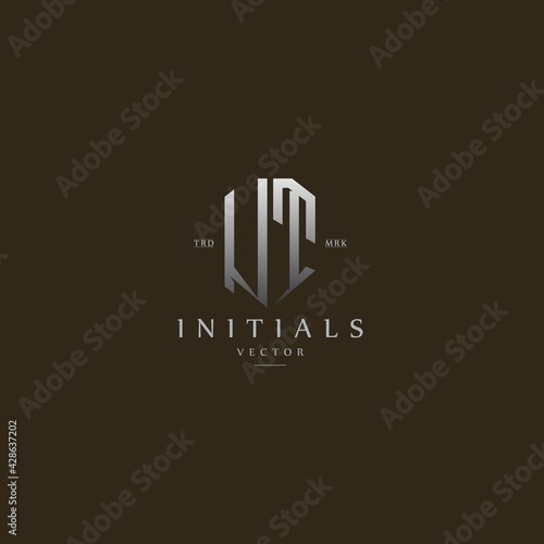 classy UT vintage metal monogram logo. elegant silver initials icon premium vector design template photo