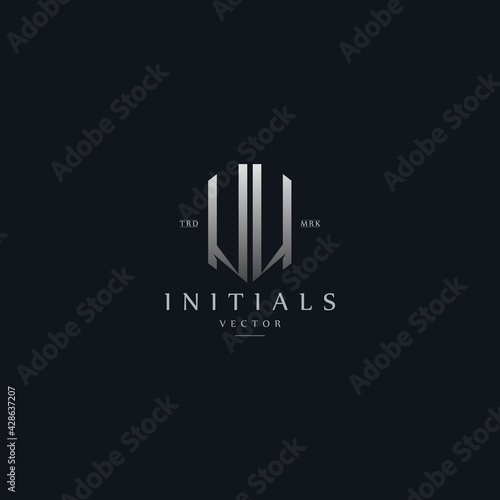 classy UU vintage metal monogram logo. elegant silver initials icon premium vector design template