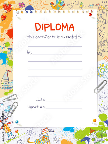 Diploma template in the style of children's drawings