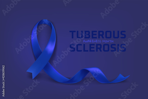 Tuberous sclerosis awareness month. Blue ribbon