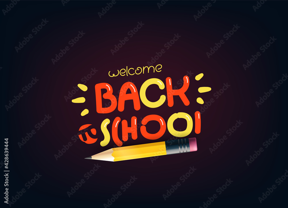 Back to school vector greeting card with inscription