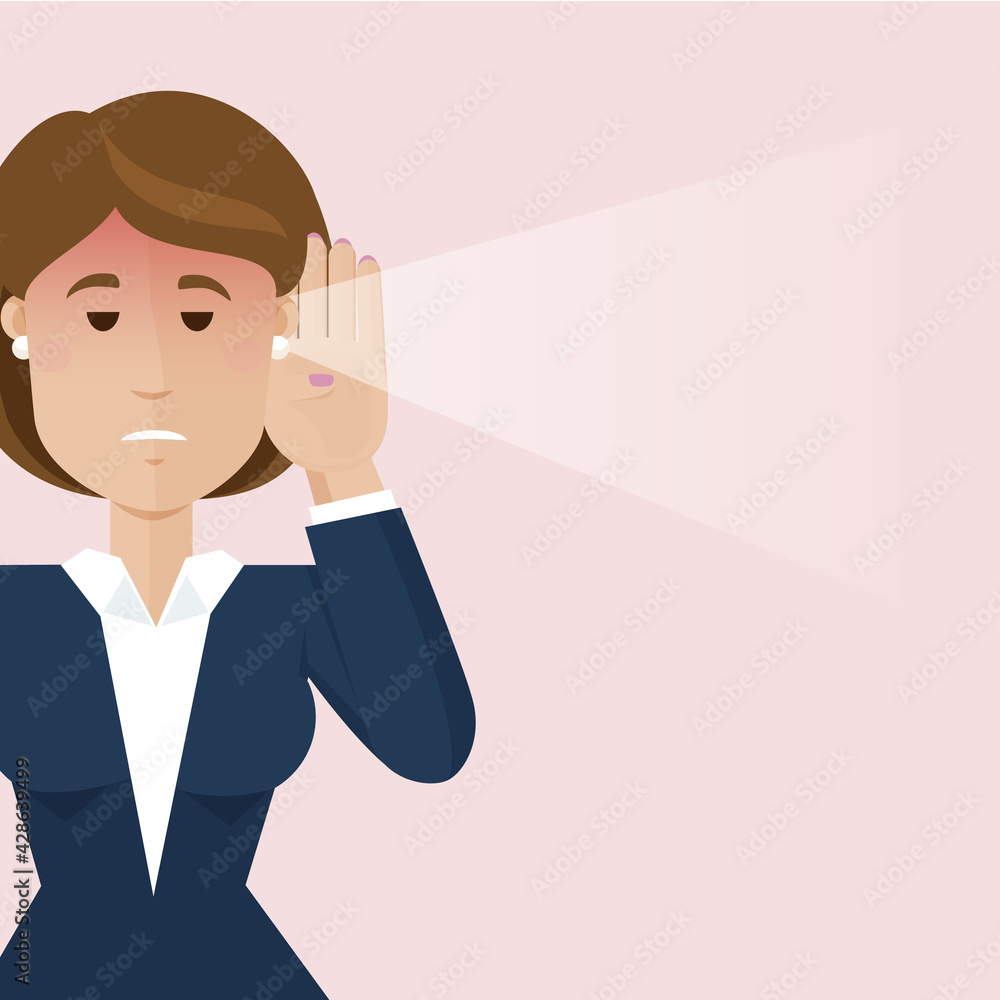 The businesswoman hear a bad news.Modern vector illustration in flat style. The businesswoman hear a bad news.Modern vector illustration in flat style.