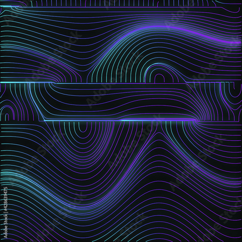 Glowing neon lines. Abstract minimal background with beautiful gradient. Future concept. Vibrant futuristic wallpaper with geometric elements. EPS 10.
