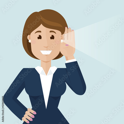 The businesswoman hear a good news.Modern vector illustration in flat style.