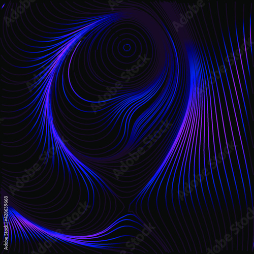 Glowing neon lines. Abstract minimal background with beautiful gradient. Future concept. Vibrant futuristic wallpaper with geometric elements. EPS 10.