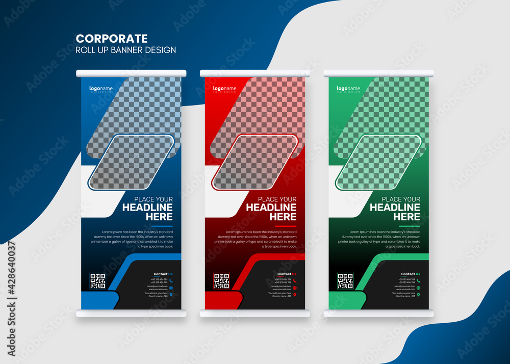 Modern Trendy Creative Corporate Roll up Banner Design Premium Vector Modern Trendy Creative Corporate Roll up Banner Design Premium Vector
