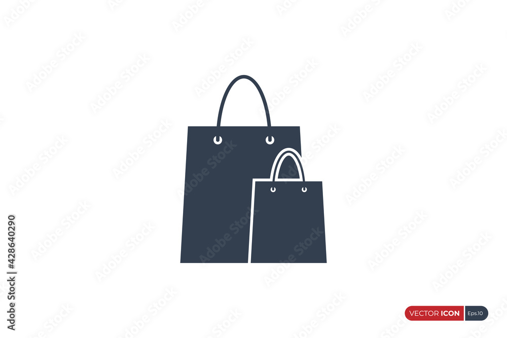 Double Shopping Bags Icon isolated on White Background. Flat Vector Icon Design Template Elements. Double Shopping Bags Icon isolated on White Background. Flat Vector Icon Design Template Elements.