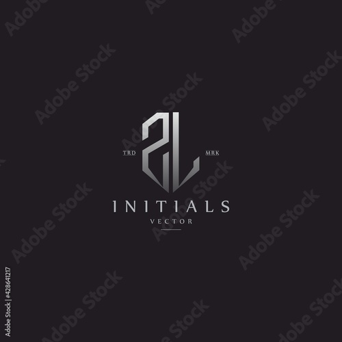 classy ZL vintage metal monogram logo. elegant silver initials icon premium vector design template